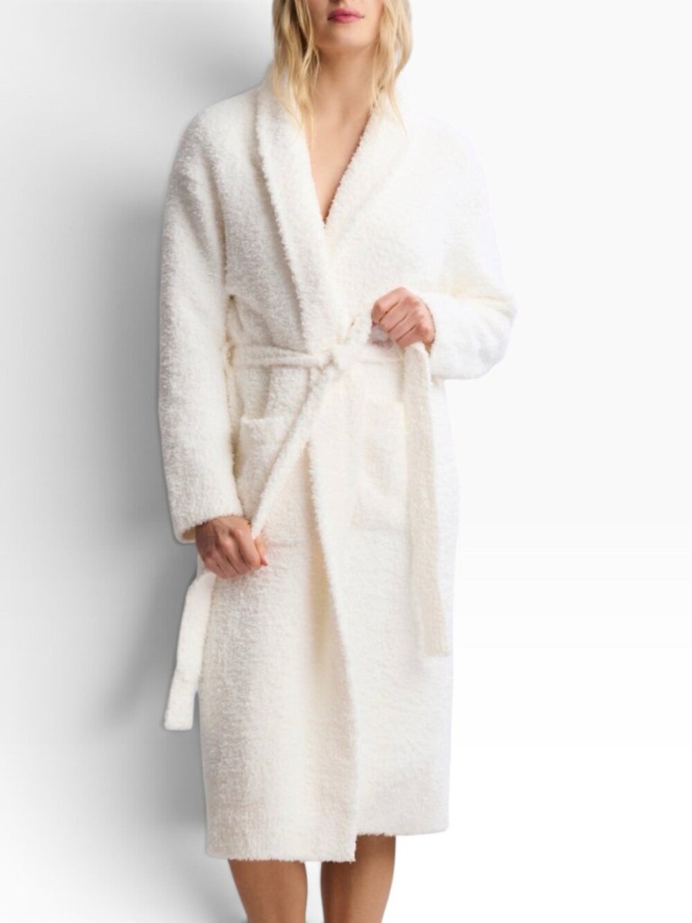 Barefoot Dreams Cozychic Chic Sz 2 Medium Cream White Plush Robe
